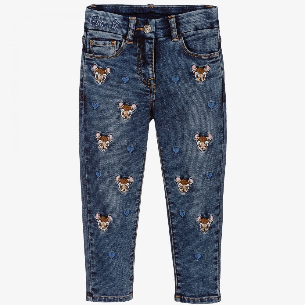 Monnalisa - Girls Blue Denim Disney Jeans | Childrensalon