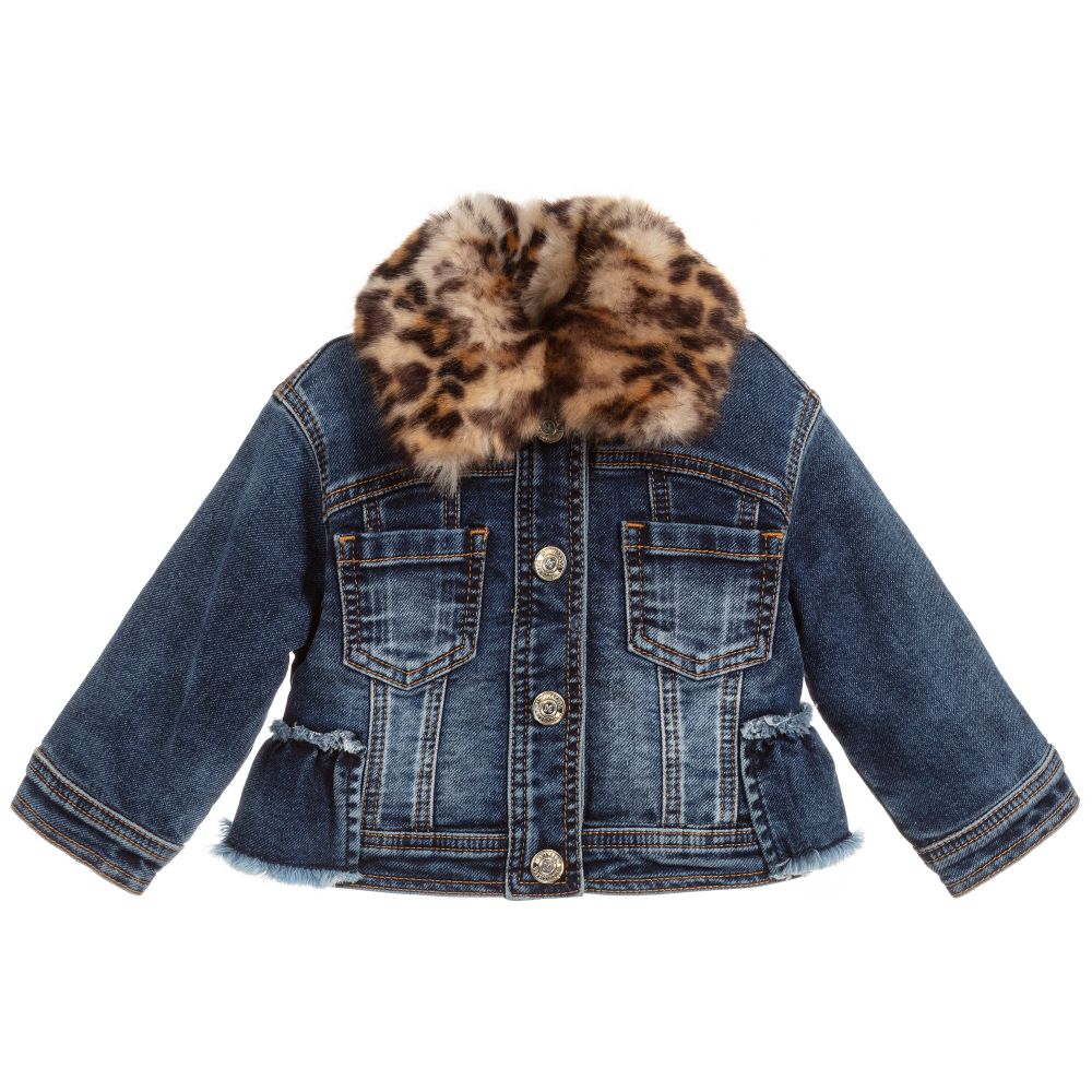 Monnalisa - Girls Blue Denim Jacket  | Childrensalon