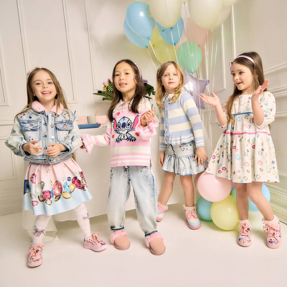 Monnalisa-Girls Blue Denim Lilo & Stitch Disney Skirt | Childrensalon Outlet