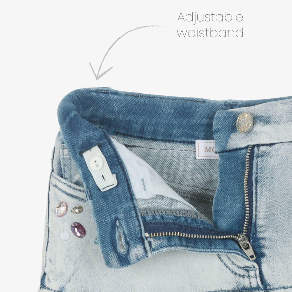 Monnalisa-Girls Blue Denim Lilo & Stitch Disney Skirt | Childrensalon Outlet