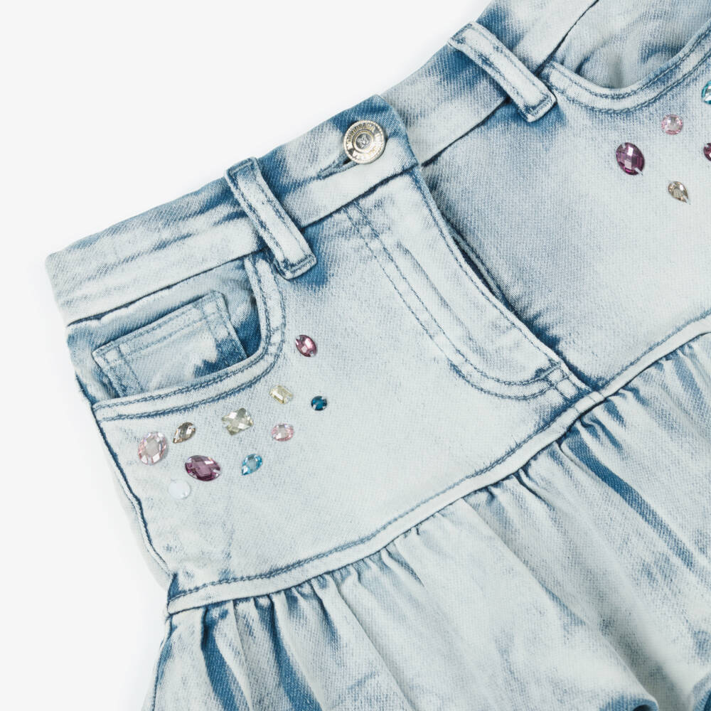 Monnalisa-Girls Blue Denim Lilo & Stitch Disney Skirt | Childrensalon Outlet