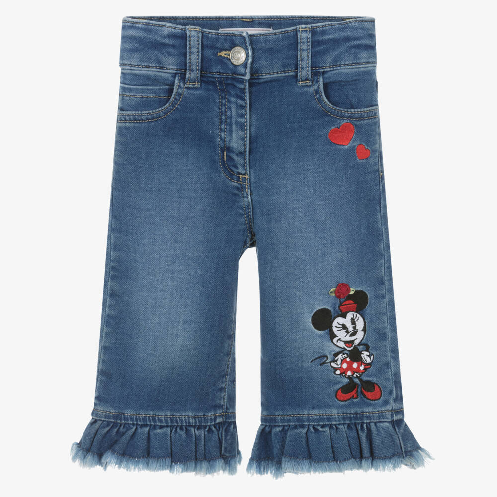 Monnalisa-Girls Blue Denim Minnie Mouse Jeans | Childrensalon Outlet
