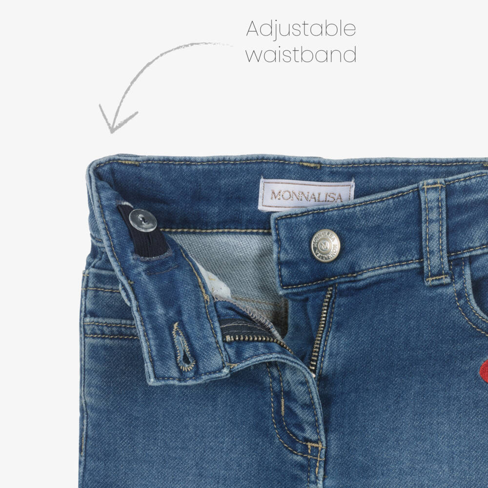 Monnalisa-Girls Blue Denim Minnie Mouse Jeans | Childrensalon Outlet