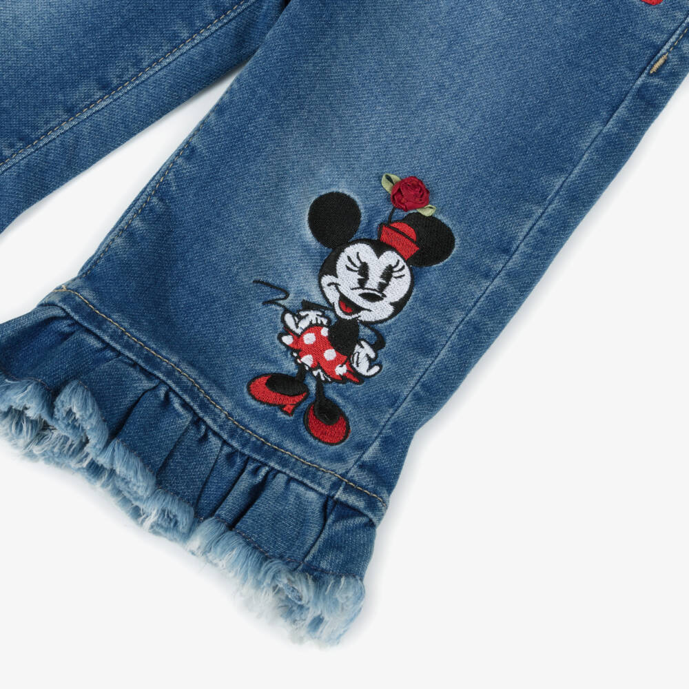 Monnalisa-Girls Blue Denim Minnie Mouse Jeans | Childrensalon Outlet