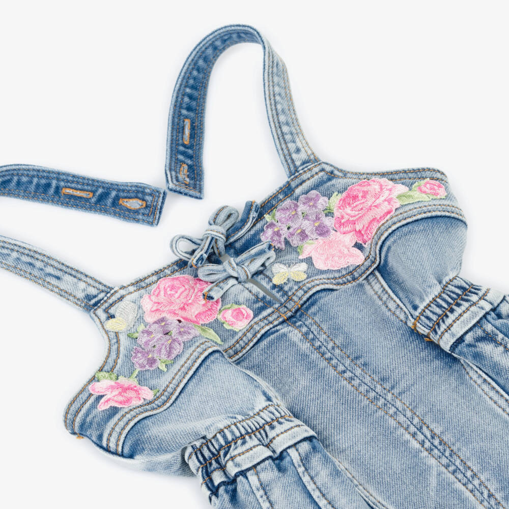 Monnalisa-Синий джинсовый комбинезон для девочек | Childrensalon Outlet