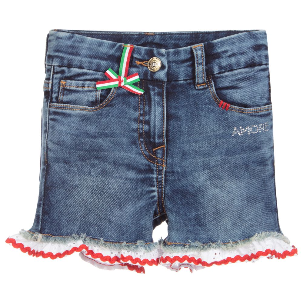 Monnalisa-Girls Blue Denim Shorts | Childrensalon Outlet