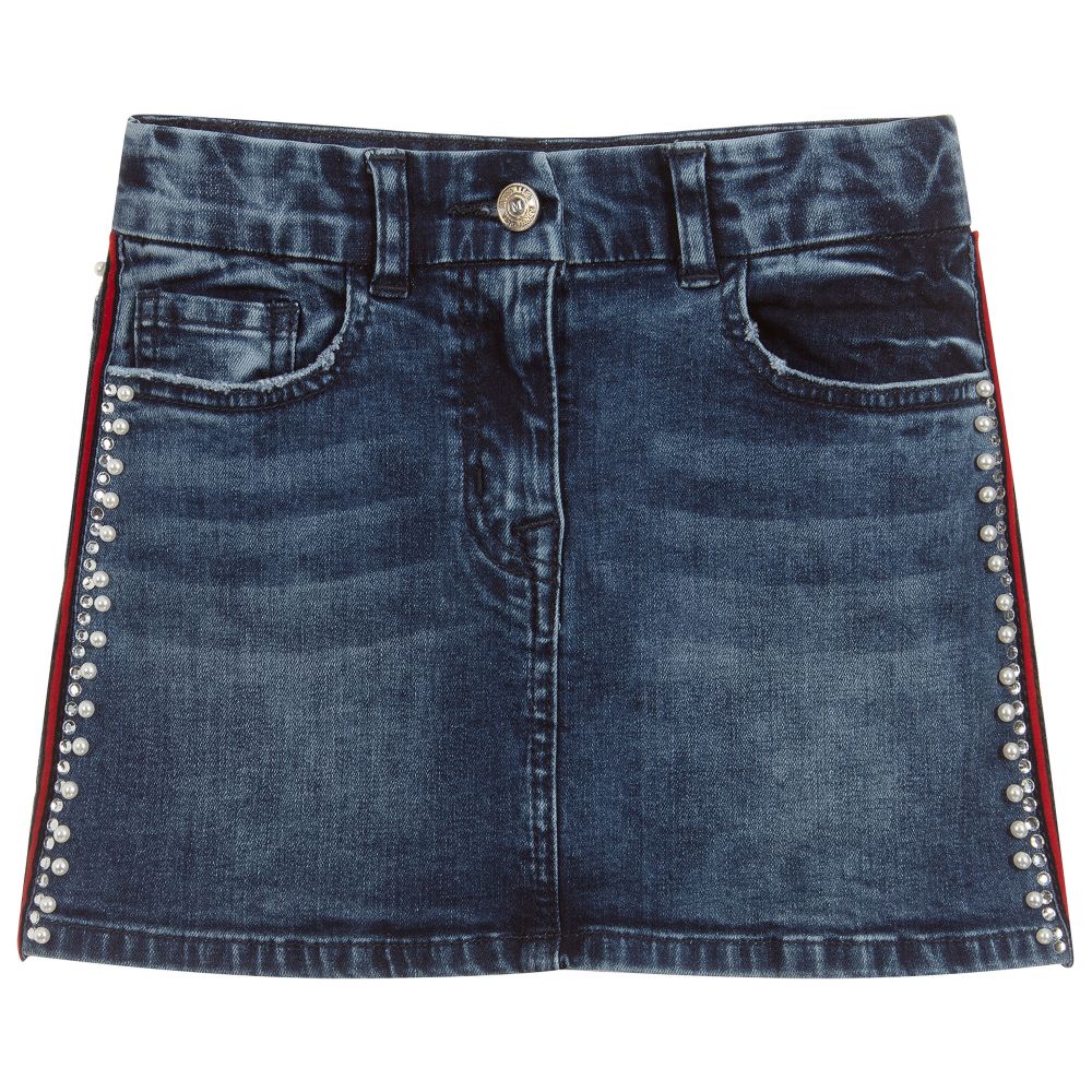 Monnalisa Chic - Girls Blue Denim Skirt | Childrensalon