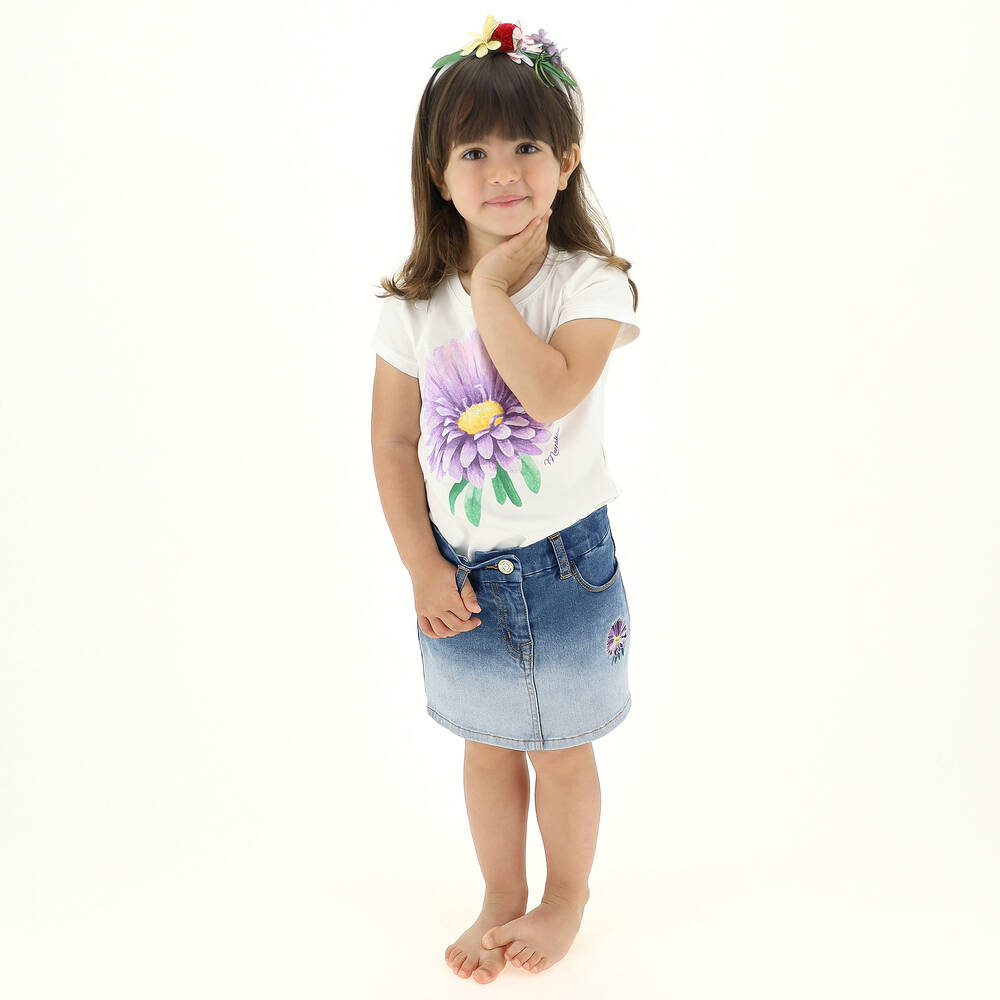Monnalisa-Girls Blue Denim Skirt | Childrensalon Outlet