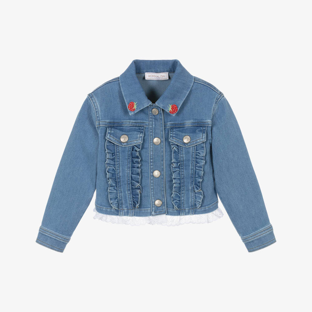 Monnalisa-Girls Blue Denim Winnie the Pooh Jacket | Childrensalon Outlet