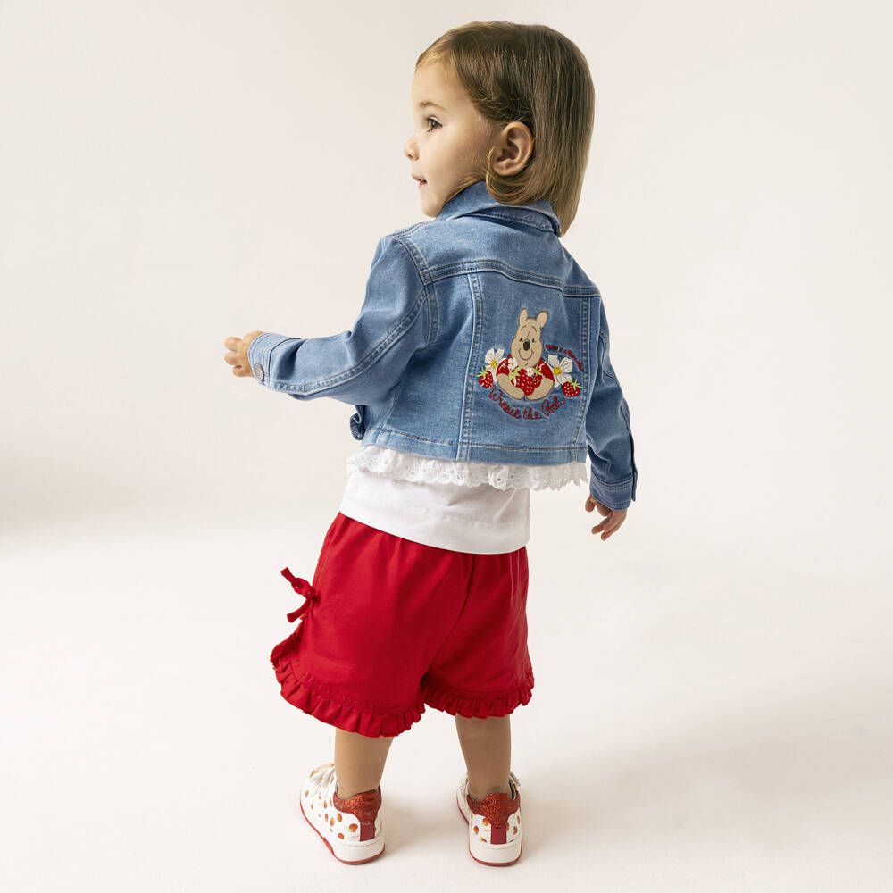 Monnalisa-Girls Blue Denim Winnie the Pooh Jacket | Childrensalon Outlet