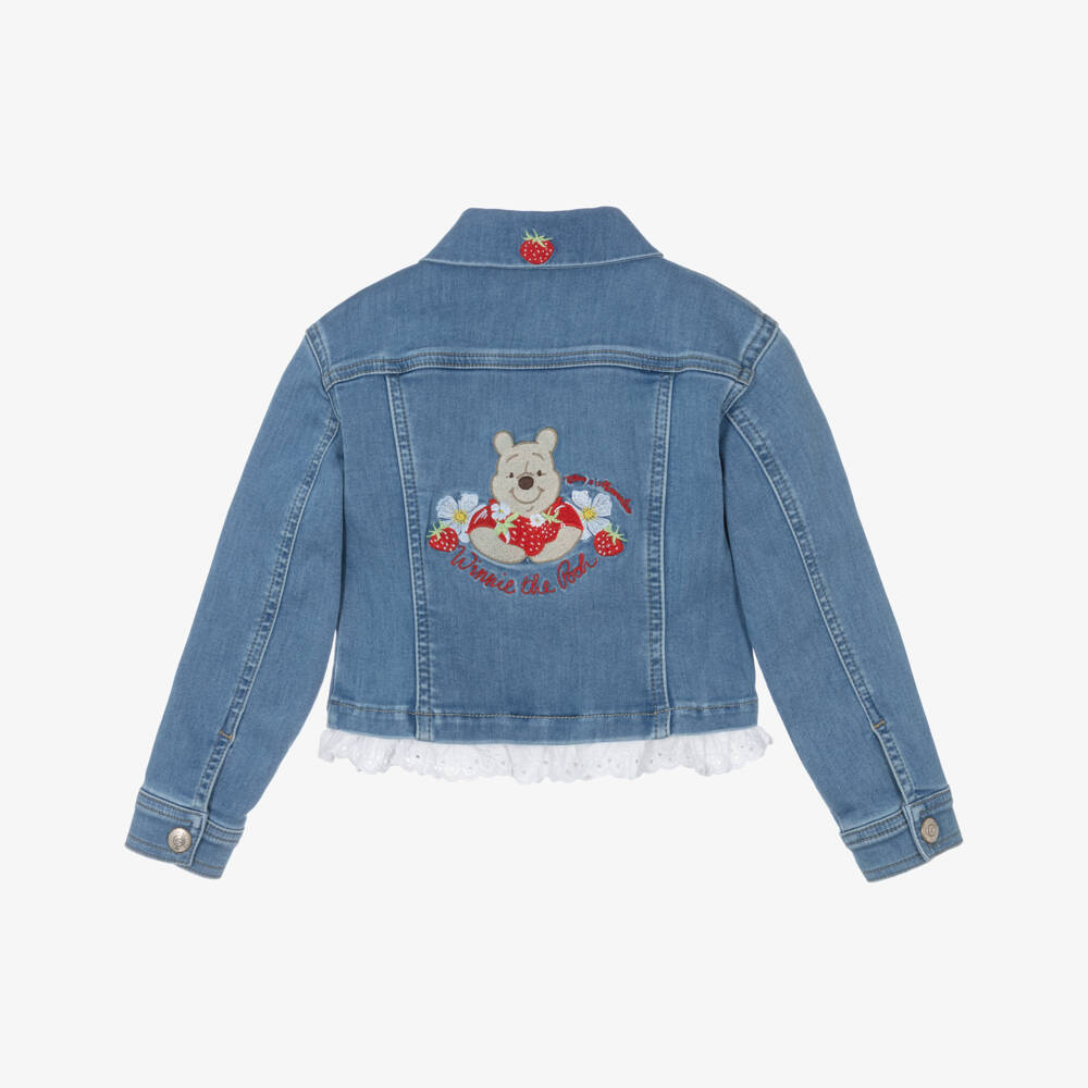 Monnalisa-Girls Blue Denim Winnie the Pooh Jacket | Childrensalon Outlet