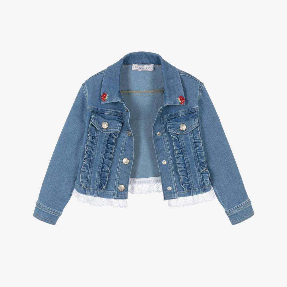 Monnalisa-Girls Blue Denim Winnie the Pooh Jacket | Childrensalon Outlet
