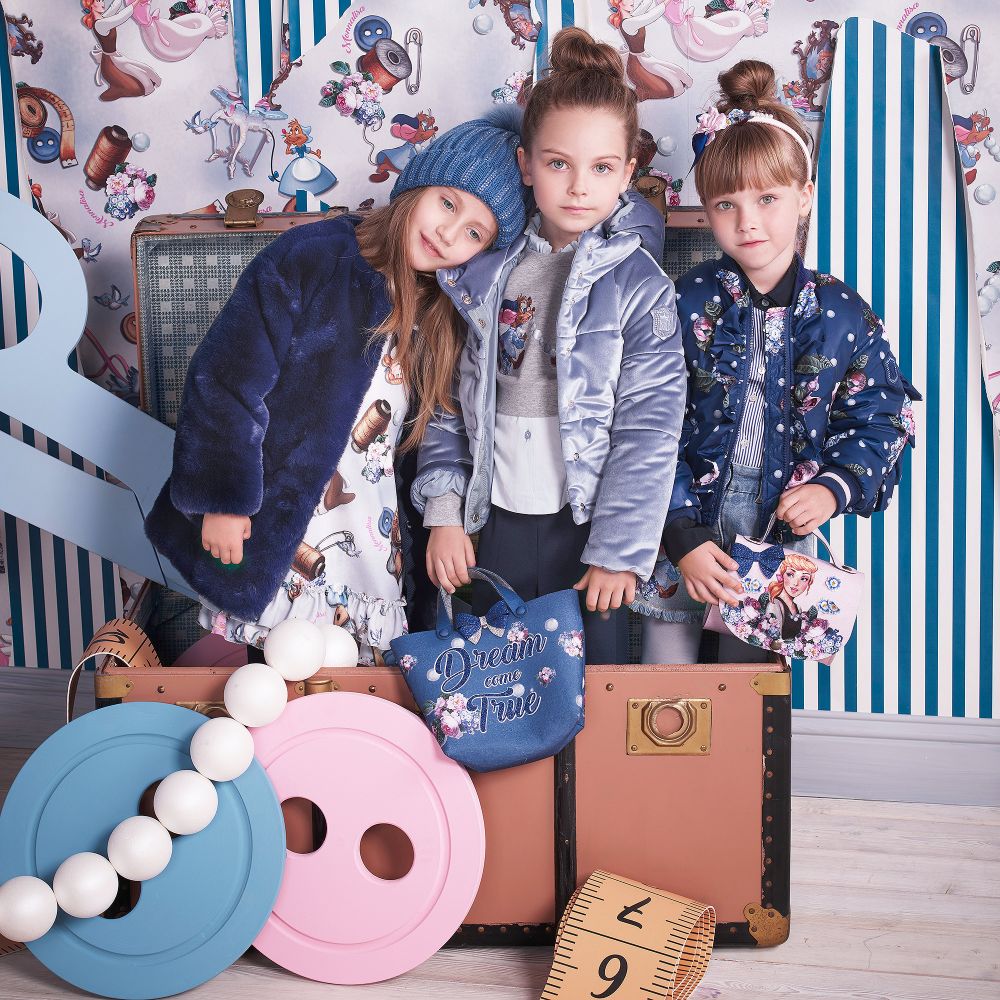 Monnalisa Girls Blue Disney Dress Childrensalon Outlet