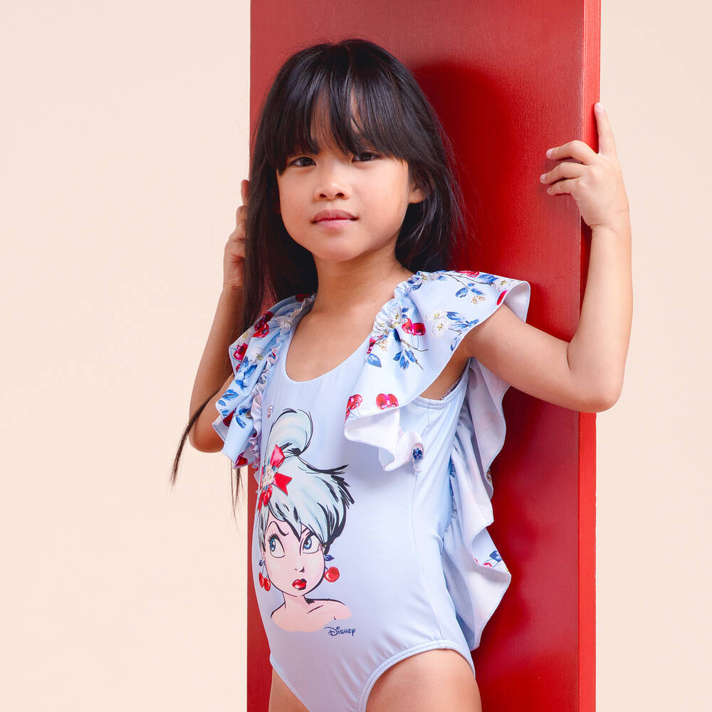 Monnalisa Girls Blue Disney Swimsuit Childrensalon Outlet