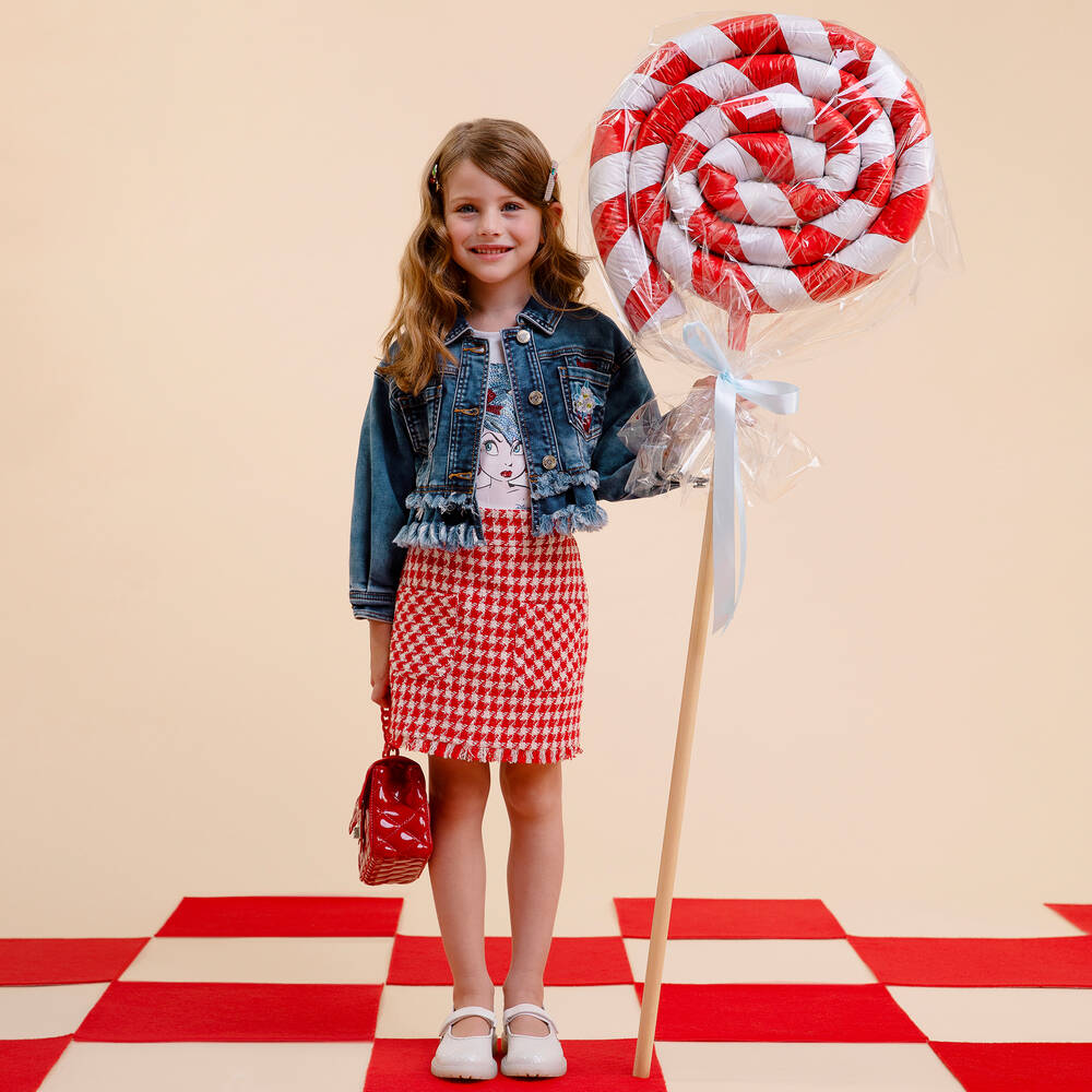 Monnalisa-Синяя джинсовая куртка с вышивкой | Childrensalon Outlet