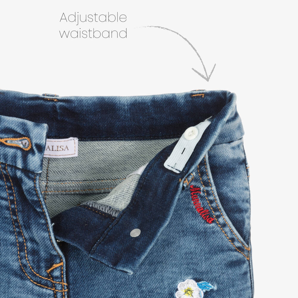 Monnalisa-جينز قطن دنيم لون أزرق للبنات | Childrensalon Outlet