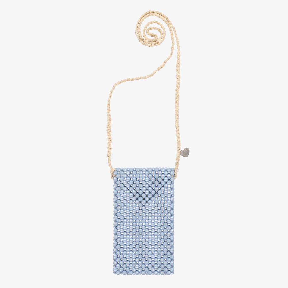 Monnalisa-Girls Blue Faux Pearl Bag (19cm) | Childrensalon Outlet