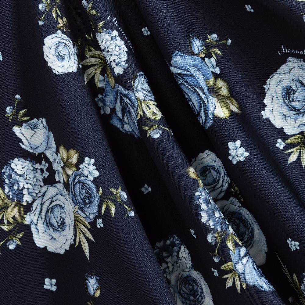 Monnalisa-Голубое платье с цветочным рисунком для девочек | Childrensalon Outlet