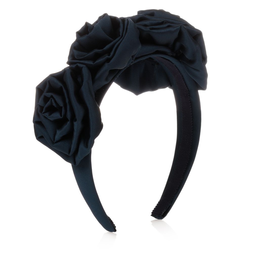 Monnalisa-Girls Blue Floral Hairband | Childrensalon Outlet