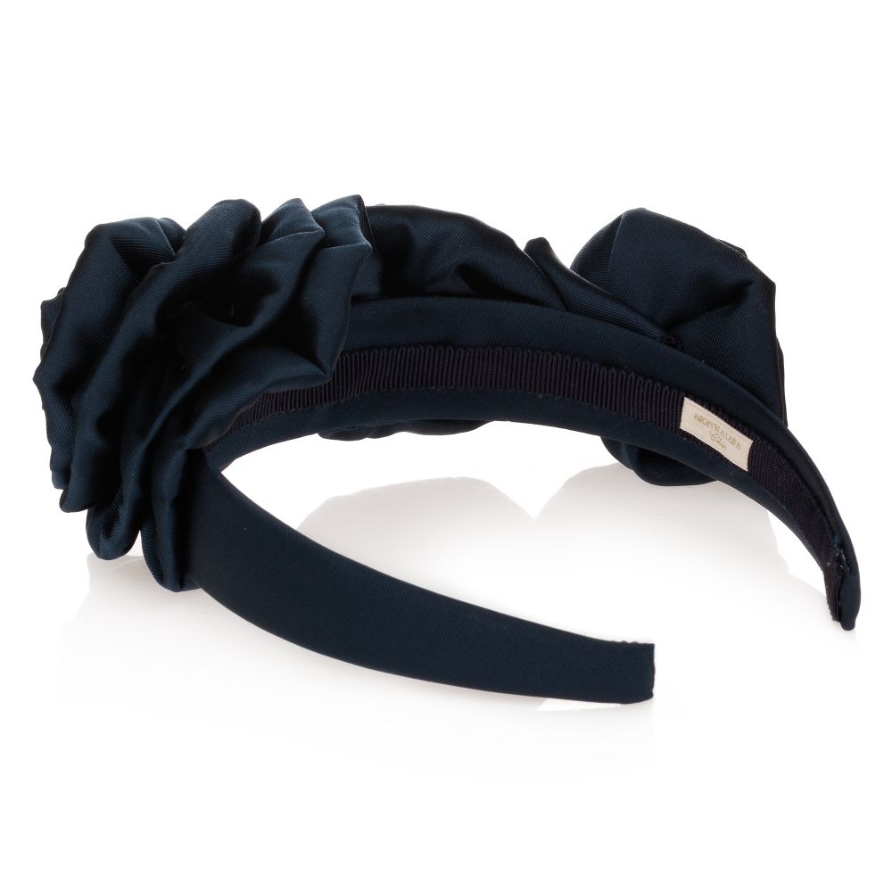 Monnalisa-Girls Blue Floral Hairband | Childrensalon Outlet