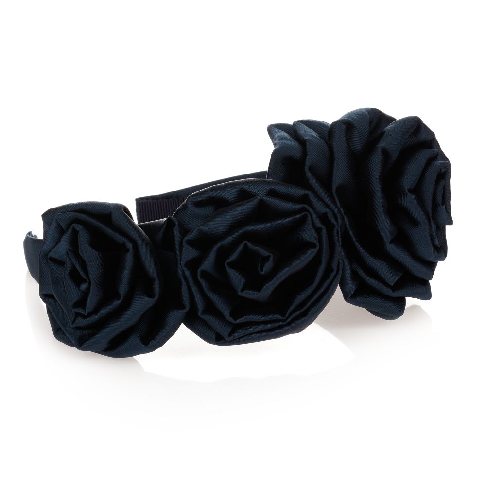 Monnalisa-Girls Blue Floral Hairband | Childrensalon Outlet