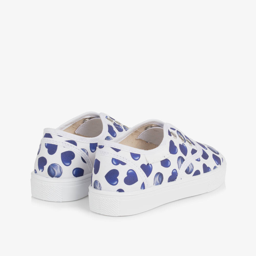 Monnalisa-Girls Blue Heart Cotton Sneakers | Childrensalon Outlet