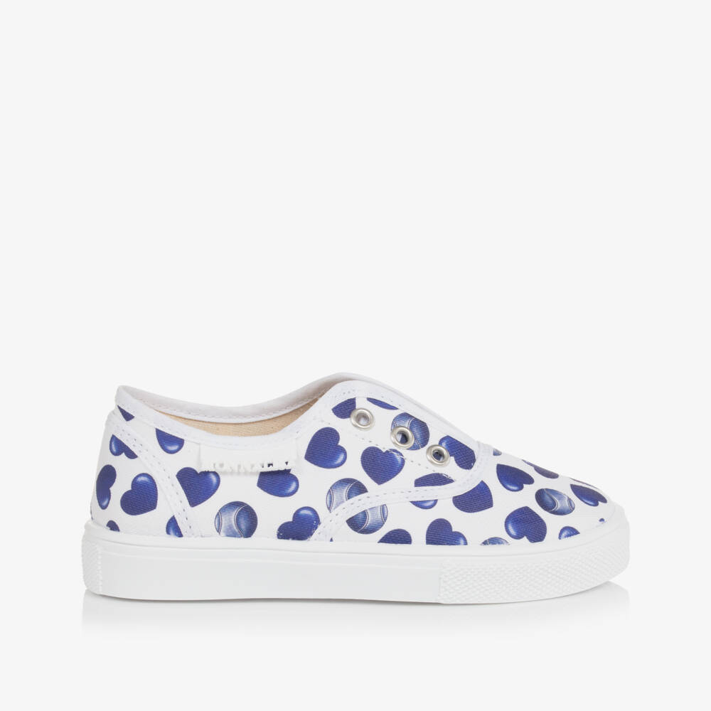 Monnalisa-Girls Blue Heart Cotton Sneakers | Childrensalon Outlet