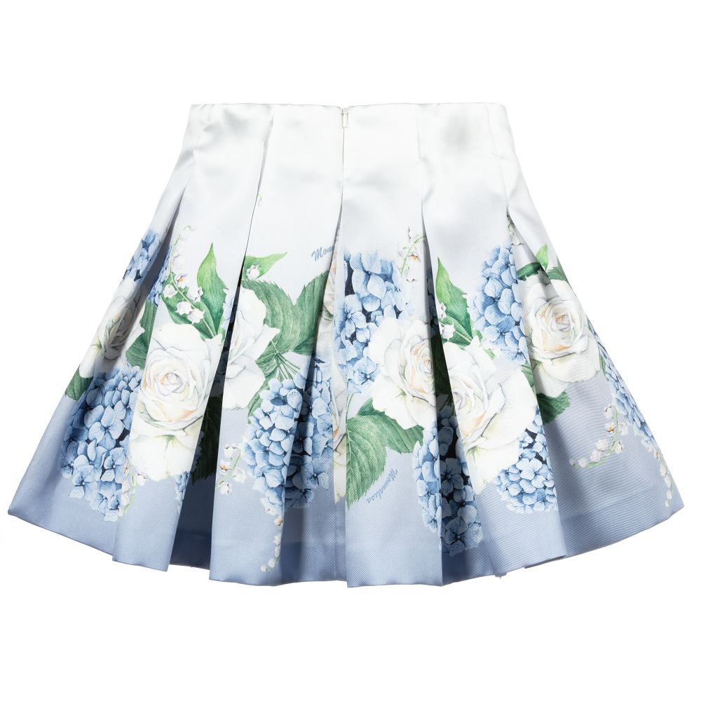 Monnalisa Chic-Girls Blue Hydrangea Skirt | Childrensalon Outlet