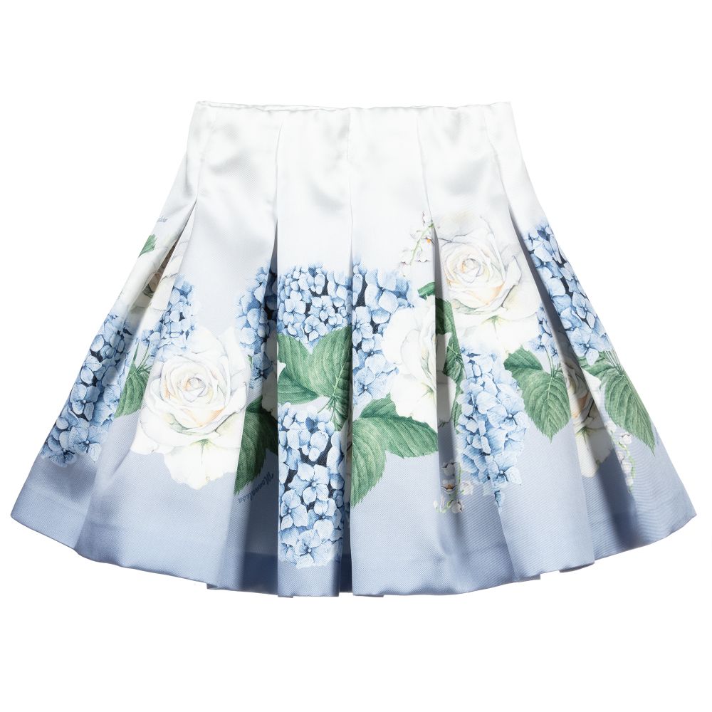 Monnalisa Chic - Голубая юбка с гортензиями для девочек | Childrensalon