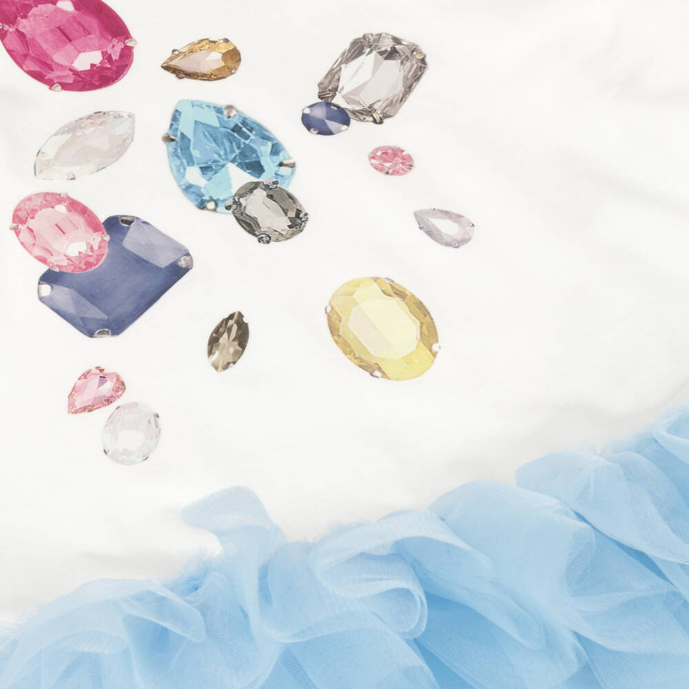 Monnalisa-طقم ليجنز أزرق بطبعة جواهر للبنات | Childrensalon Outlet