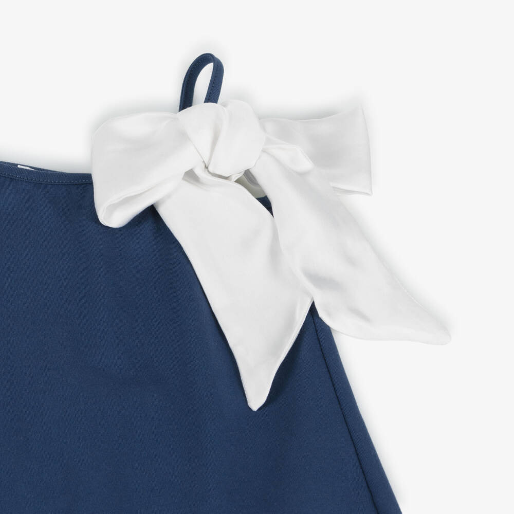 Monnalisa-Girls Blue & Ivory Heart Dress | Childrensalon Outlet