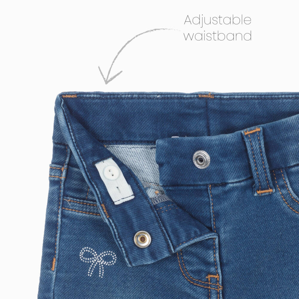 Monnalisa-Girls Blue Jeans with Glittery Bows | Childrensalon Outlet