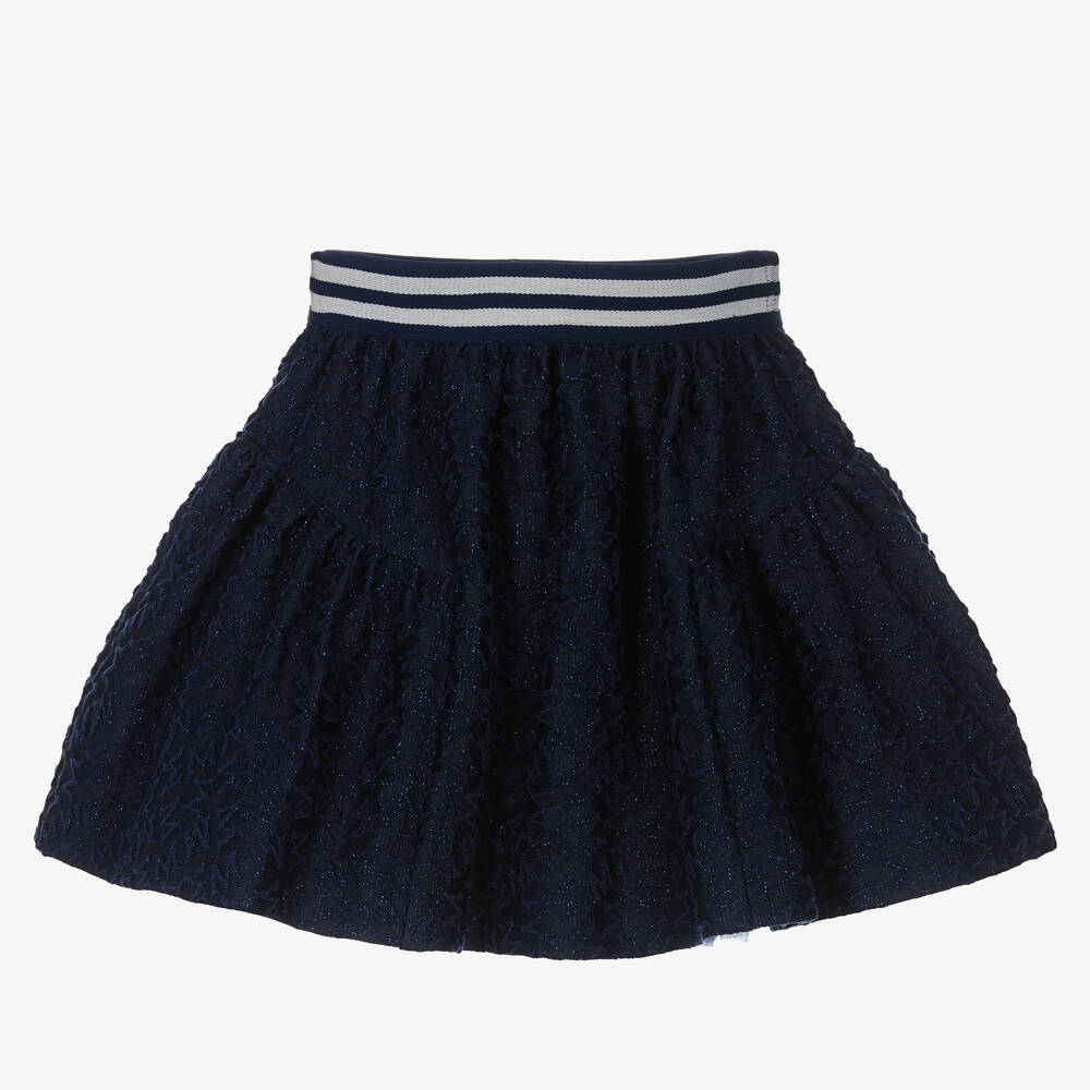Monnalisa - Girls Blue Logo Jacquard Skirt | Childrensalon