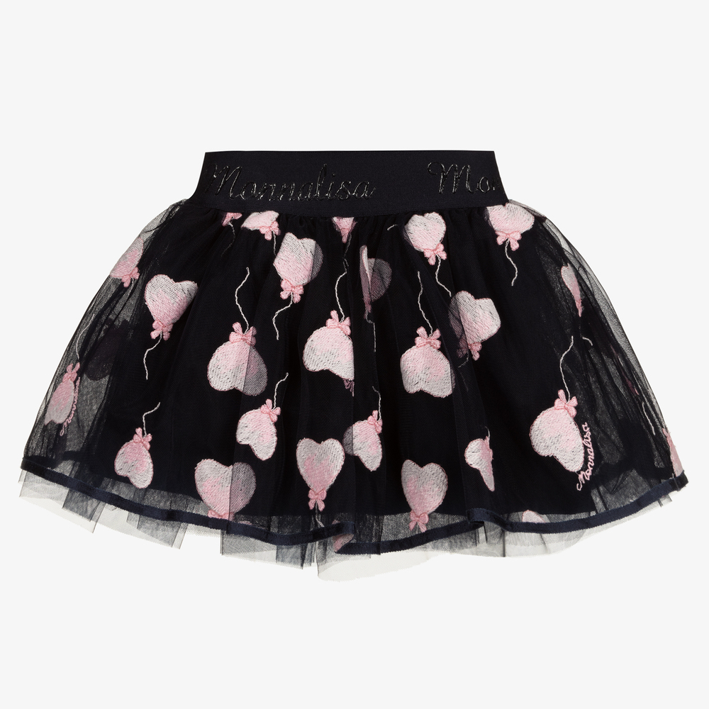 Monnalisa - Girls Blue & Pink Tulle Skirt  | Childrensalon