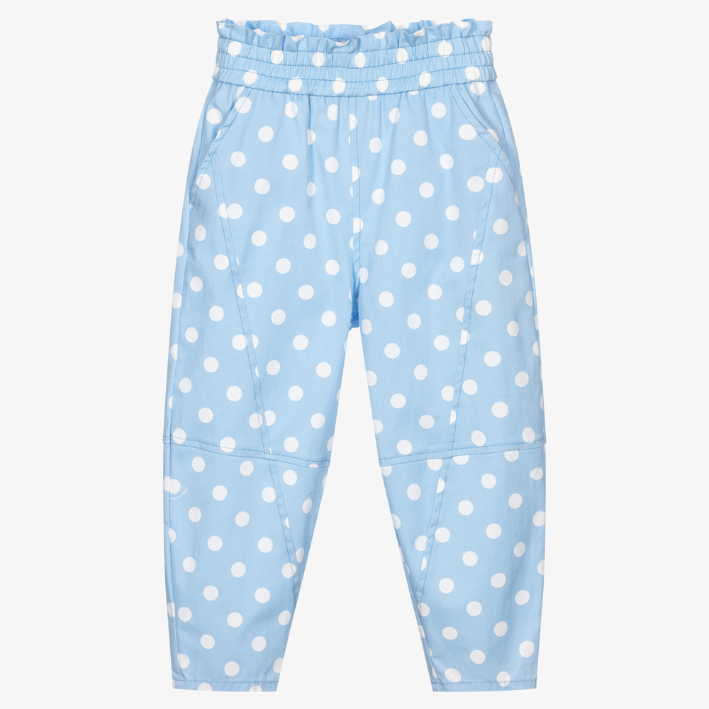 Monnalisa - Girls Blue Polka Dot Trousers | Childrensalon
