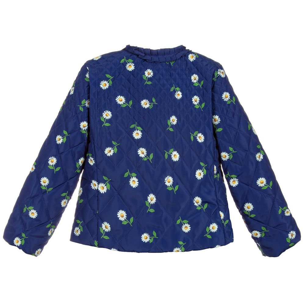 Monnalisa - Girls Blue Quilted Jacket | Childrensalon Outlet