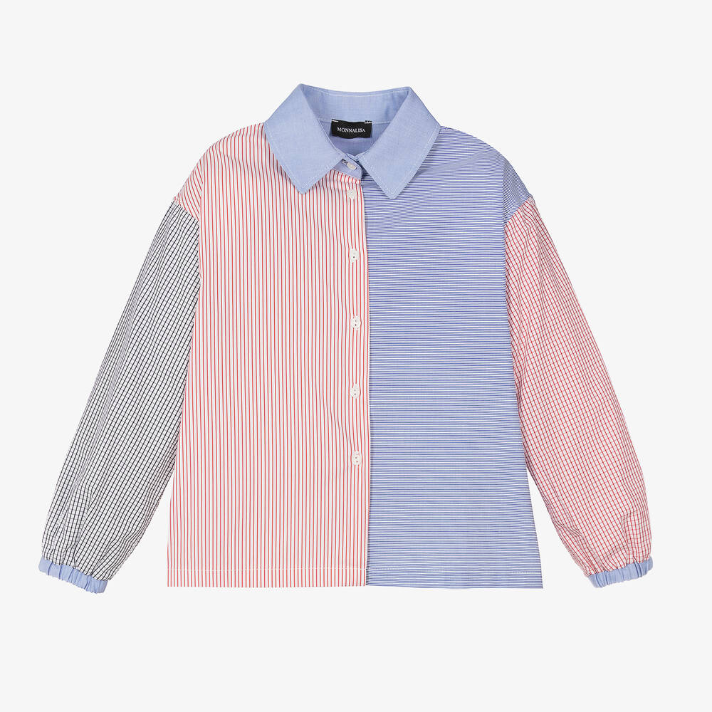 Monnalisa - Розово-голубая блузка из хлопка | Childrensalon