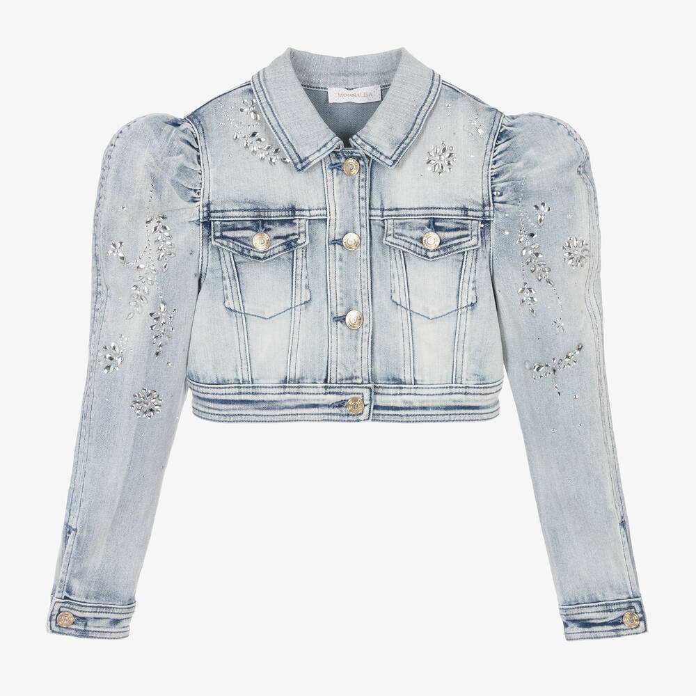 Denim rhinestone jacket cheap