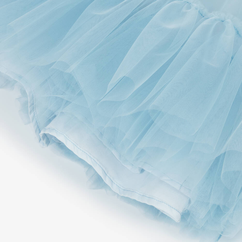 Monnalisa-فستان تول أزرق مزين بالكشاكش للبنات | Childrensalon Outlet