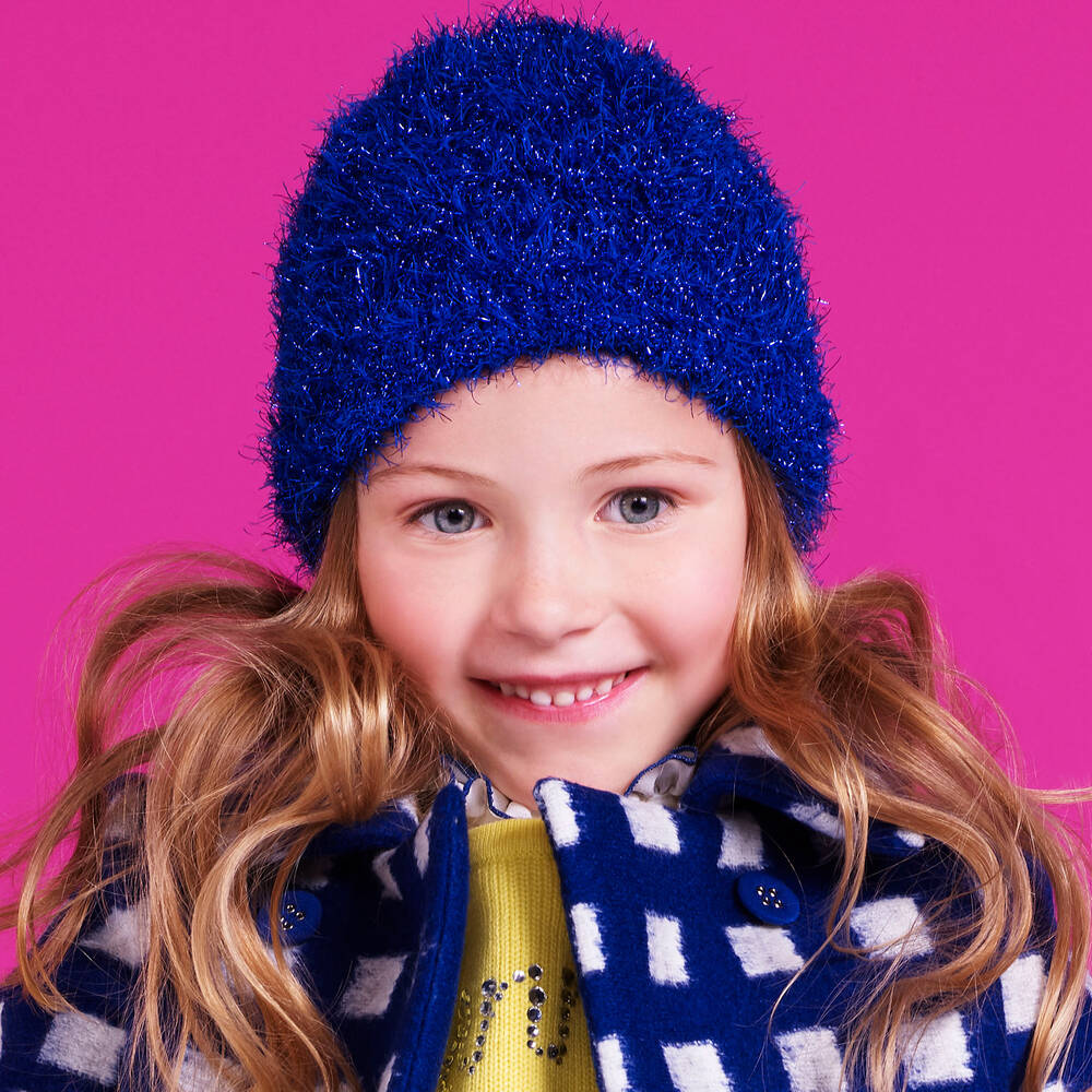 Monnalisa-Girls Blue Sparkly Beanie | Childrensalon Outlet