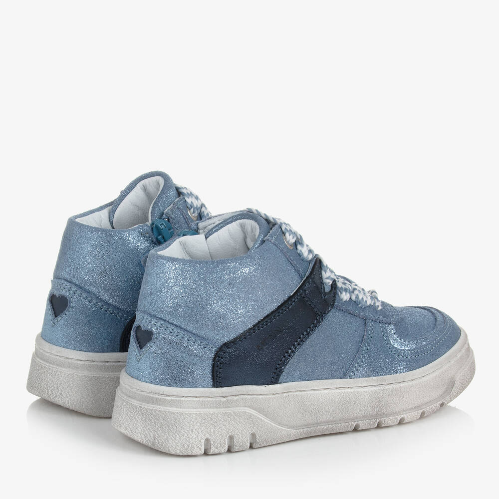 Monnalisa-Girls Blue Sparkly High-Top Trainers | Childrensalon Outlet