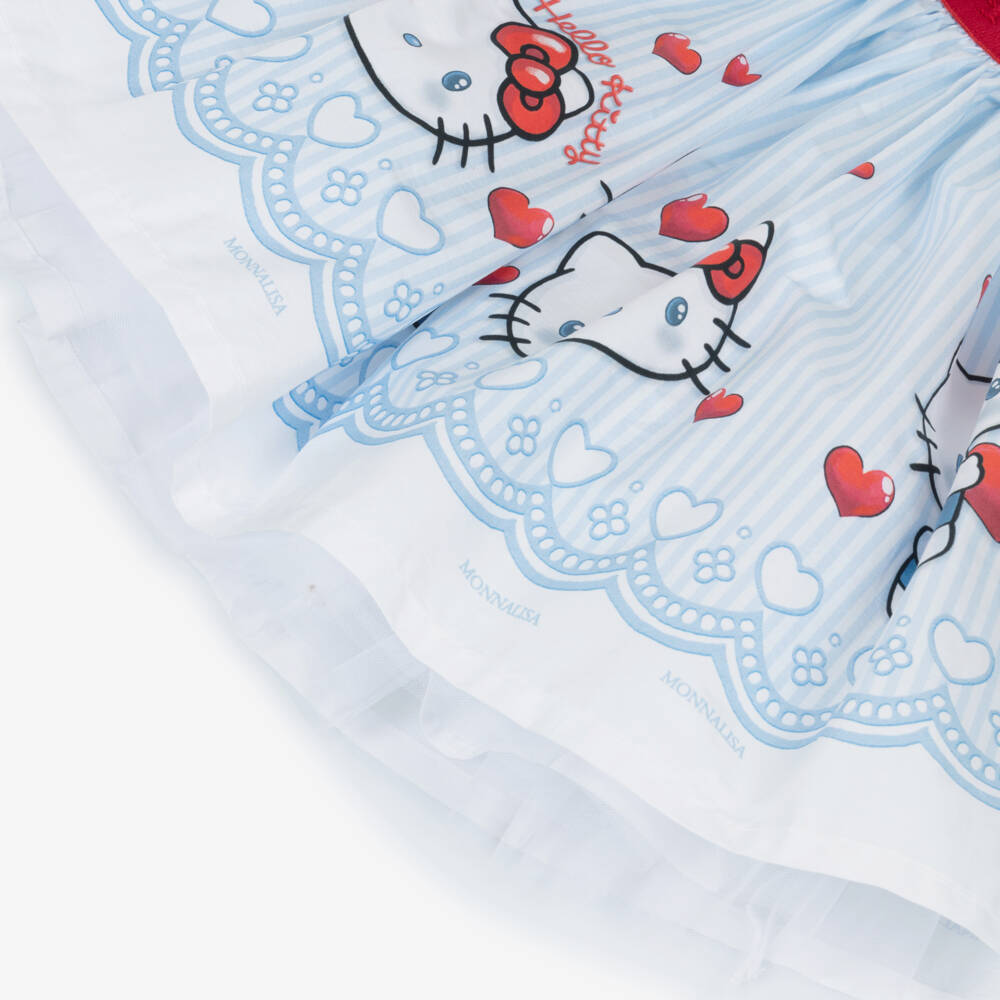 Monnalisa-Girls Blue Stripe Hello Kitty Cotton Skirt | Childrensalon Outlet