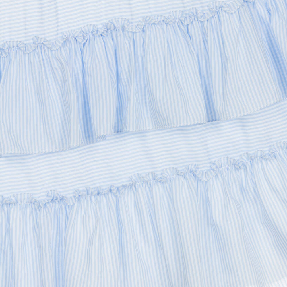 Monnalisa-Girls Blue Tiered Stripe Skirt | Childrensalon Outlet