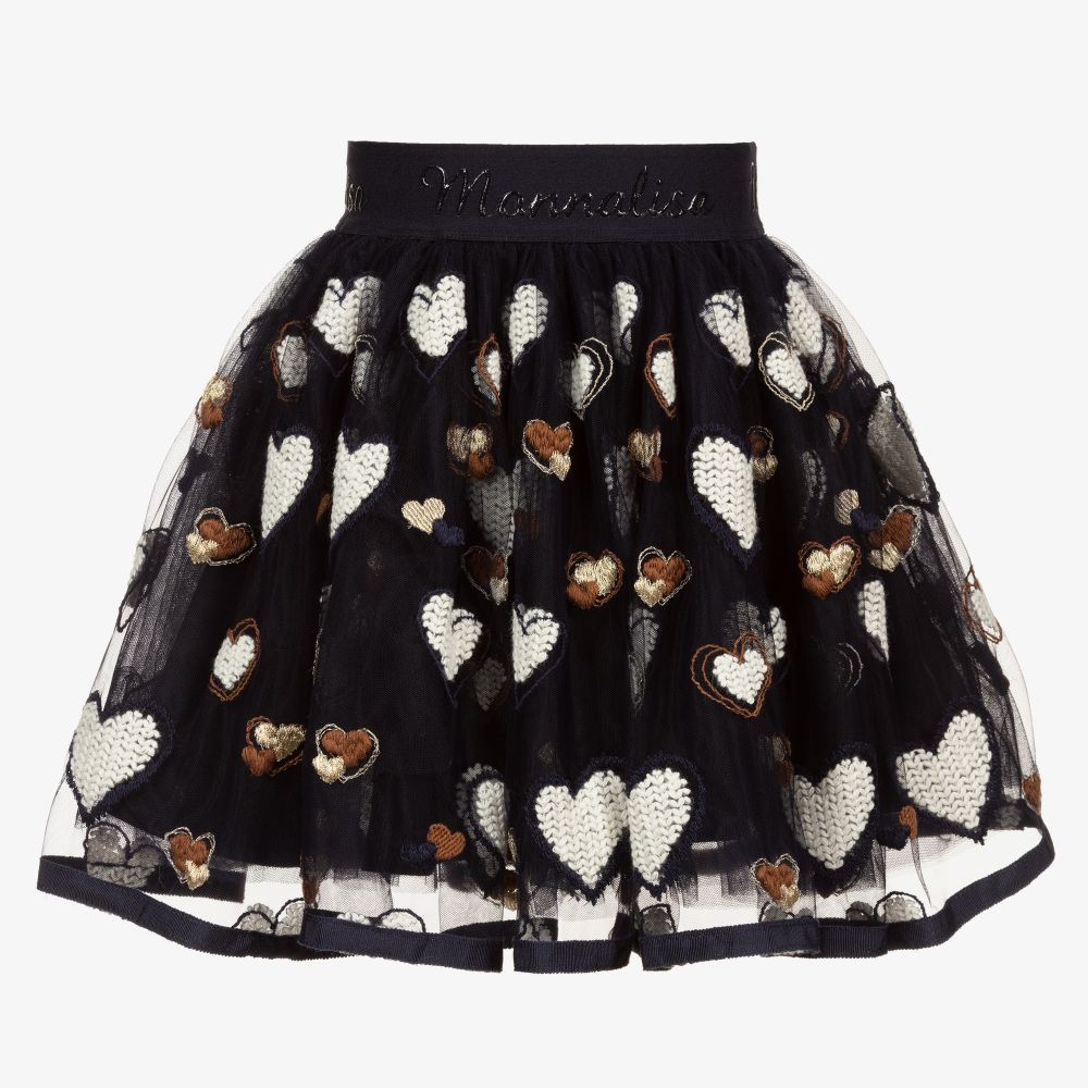 Monnalisa-Girls Blue Tulle Heart Skirt | Childrensalon Outlet