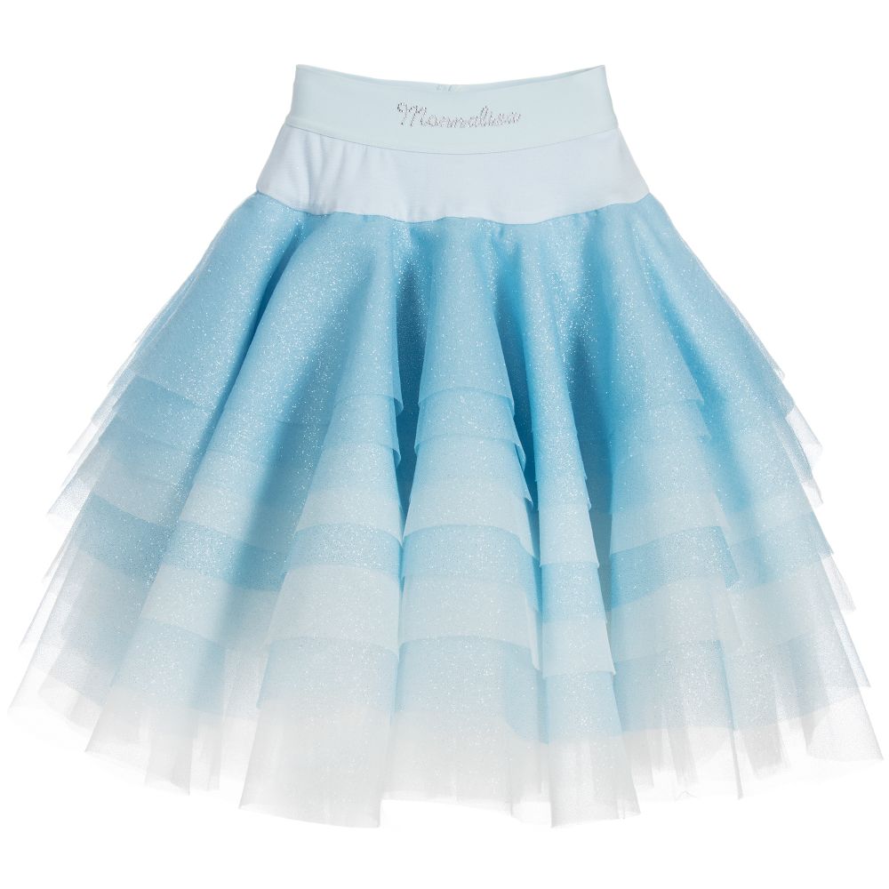 Monnalisa Chic - Girls Blue Tulle Skirt  | Childrensalon