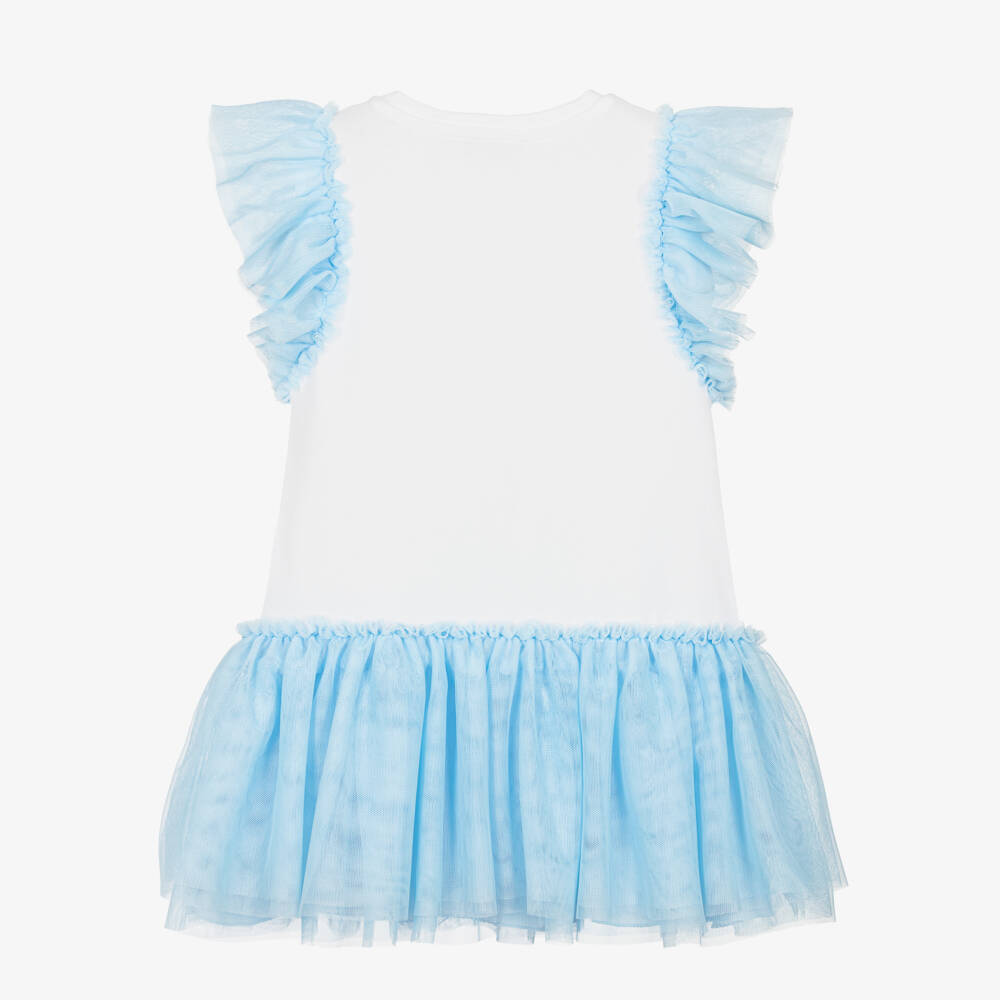 Monnalisa-Girls Blue Tulle Wonderland Dress | Childrensalon Outlet