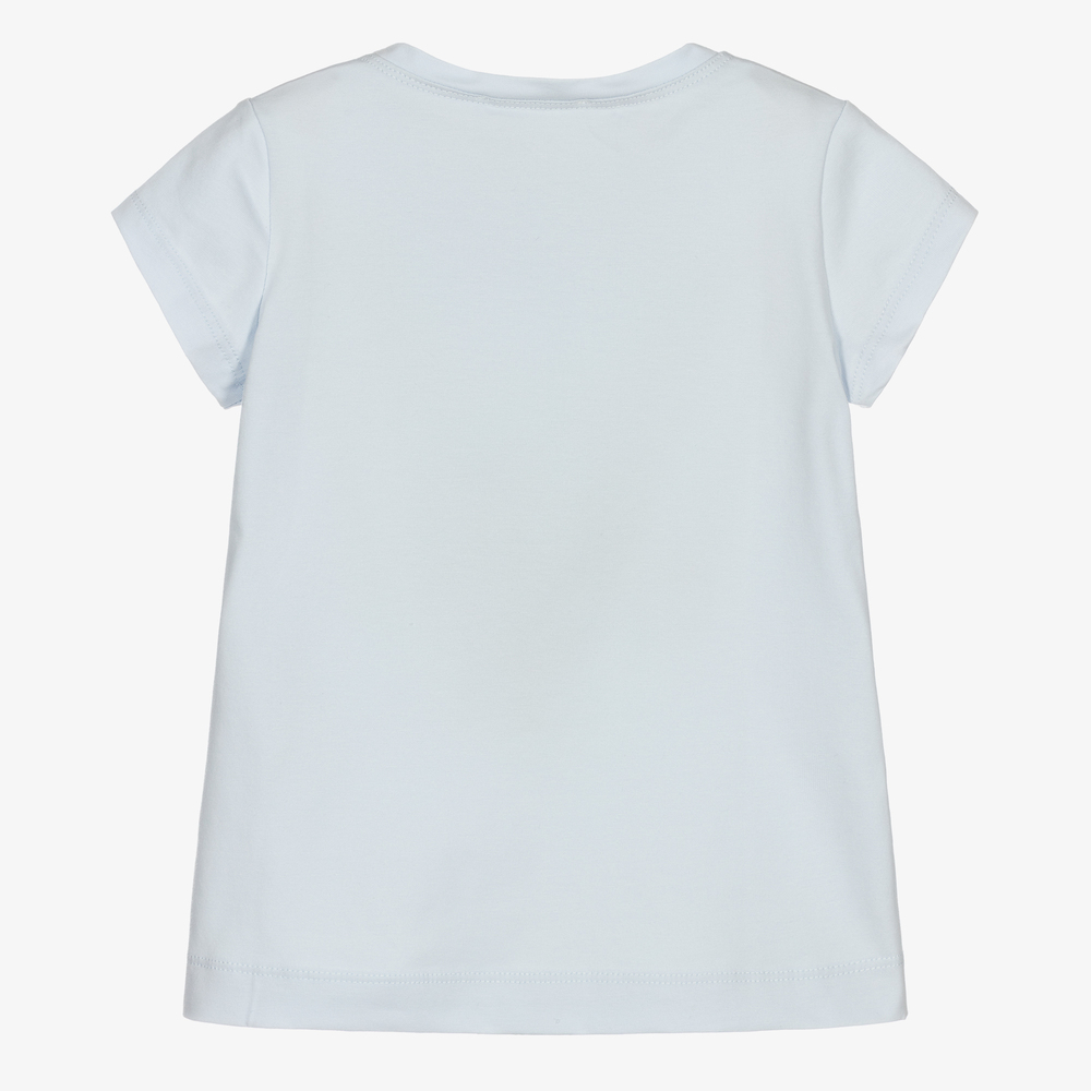 Monnalisa-تيشيرت قطن جيرسي لون أزرق فاتح للبنات | Childrensalon Outlet