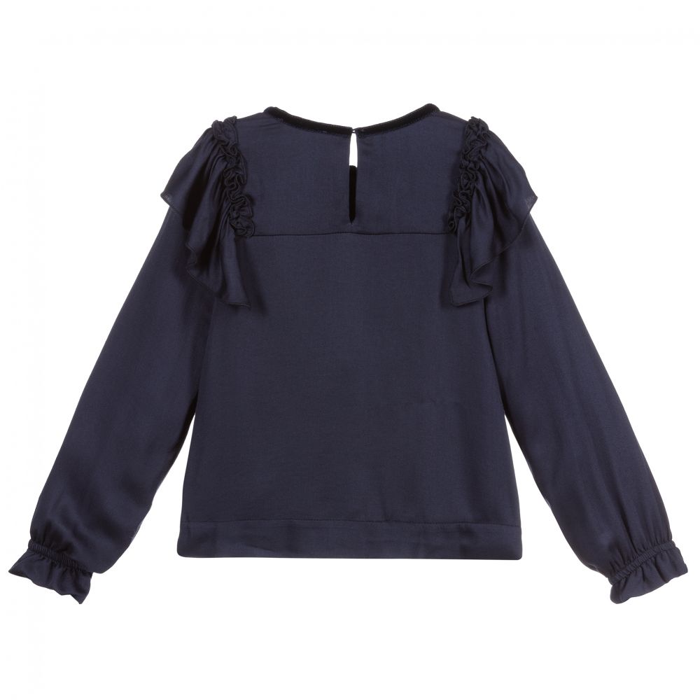 موناليزا-بلوز فيسكوز و مخمل لون كحلي للبنات | Childrensalon Outlet