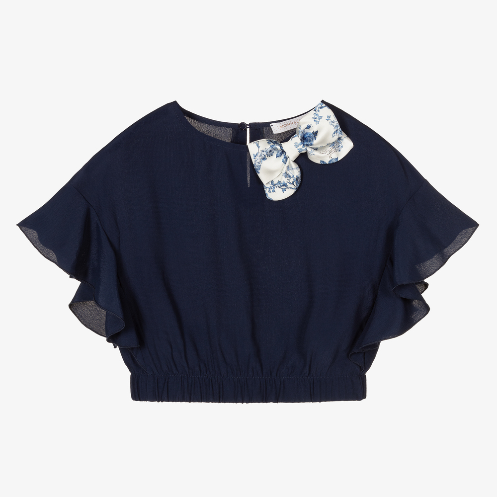Monnalisa - Синяя блузка из вискозы для девочек | Childrensalon