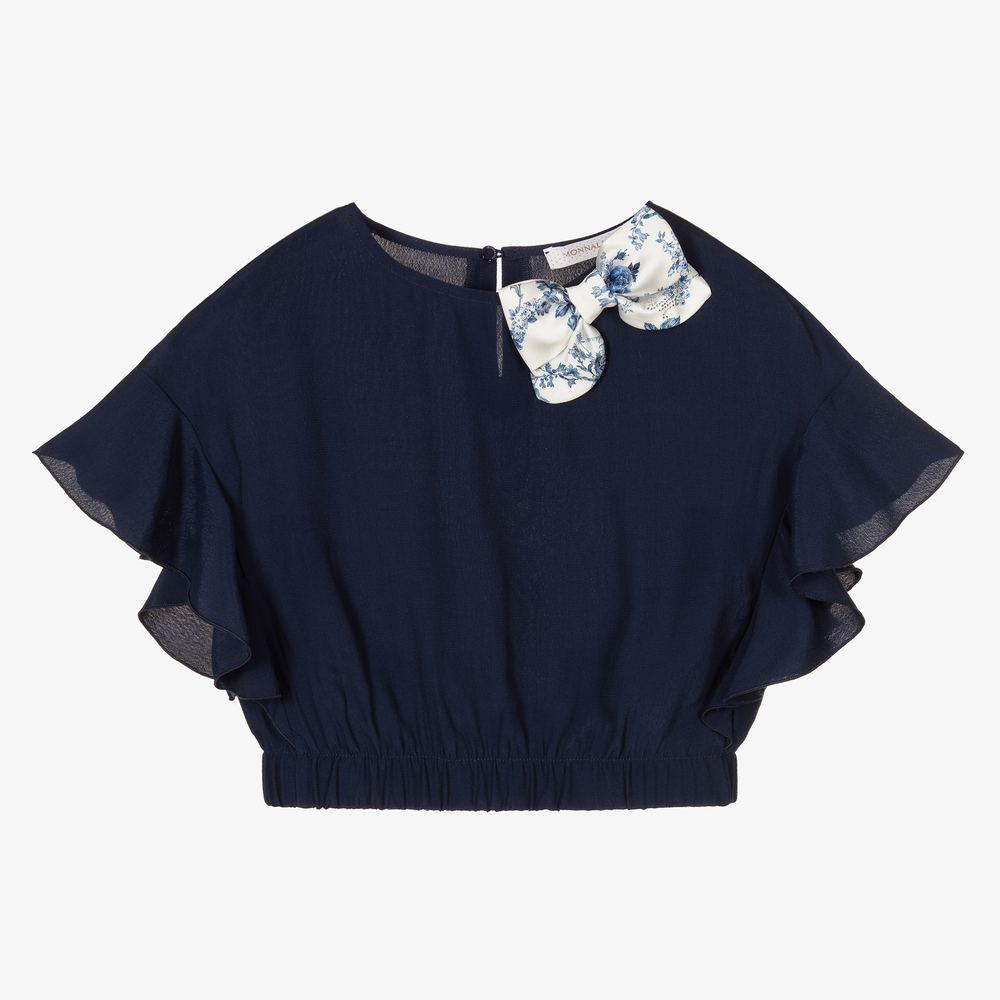 Monnalisa - Blaue Viskose-Bluse (M) | Childrensalon